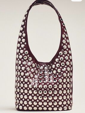Women's Studded Shoulder Bag in Wine
